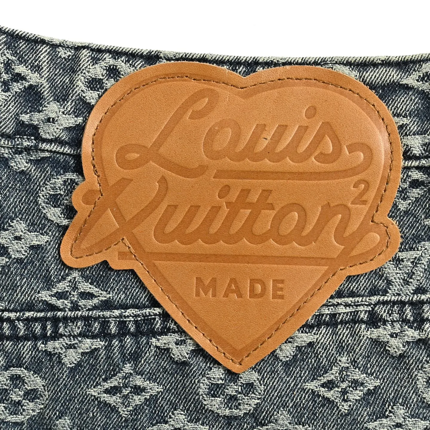 Louis Vuitton/Louis Vuitton love leather brand old flower jacquard jeans